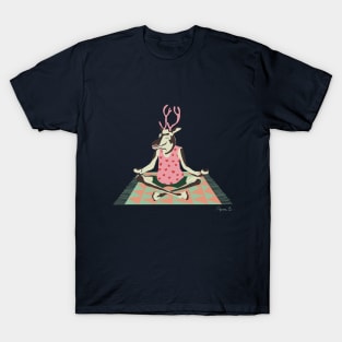 Hipster Christmas Meditating Reindeer T-Shirt